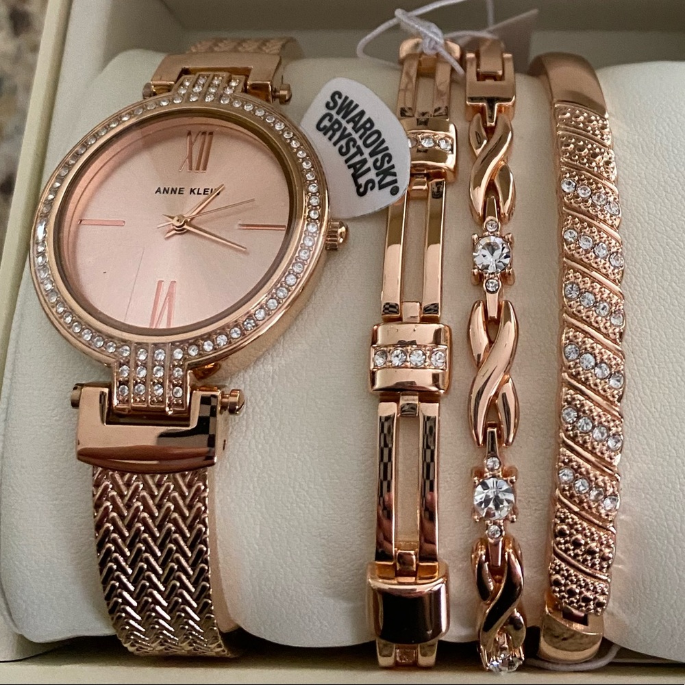 Anne Klein Women's Premium Crystal Watch/Braclets